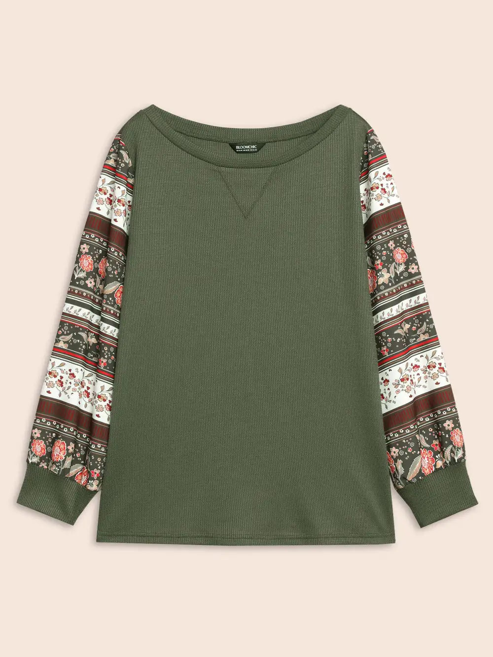 Boho Print Patchwork Crew Neck Sweatshirt