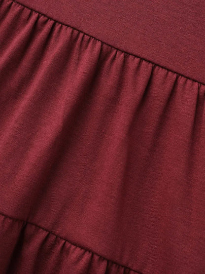 Notched Ruffle Layered Hem T-Shirt