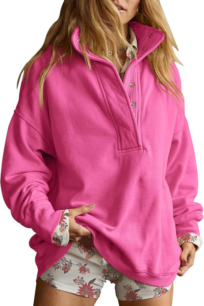 Sweatshirt for Women Oversized Henley Neck Pullover Top Fall Outfits