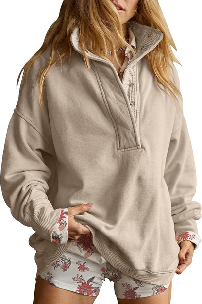 Sweatshirt for Women Oversized Henley Neck Pullover Top Fall Outfits
