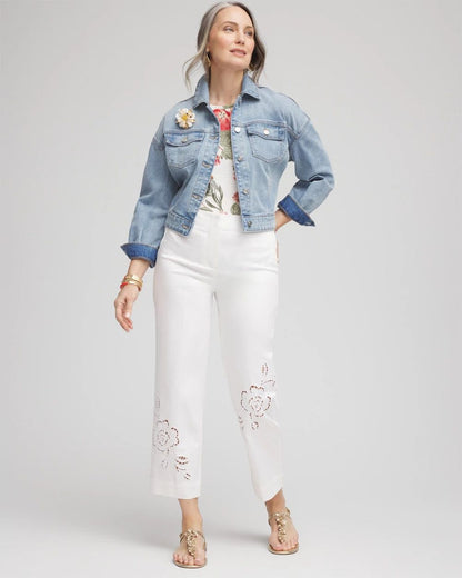 Sateen Cutout Cropped Pants