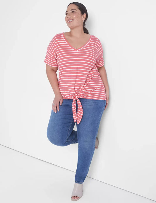 Relaxed Tie Hem Detail Tee