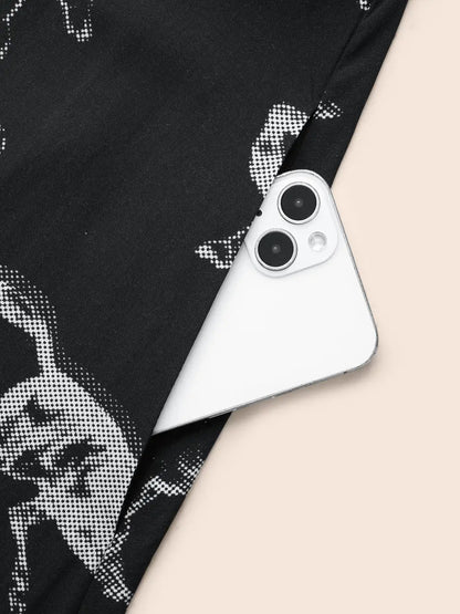 Horse Print Belted Midi Dress