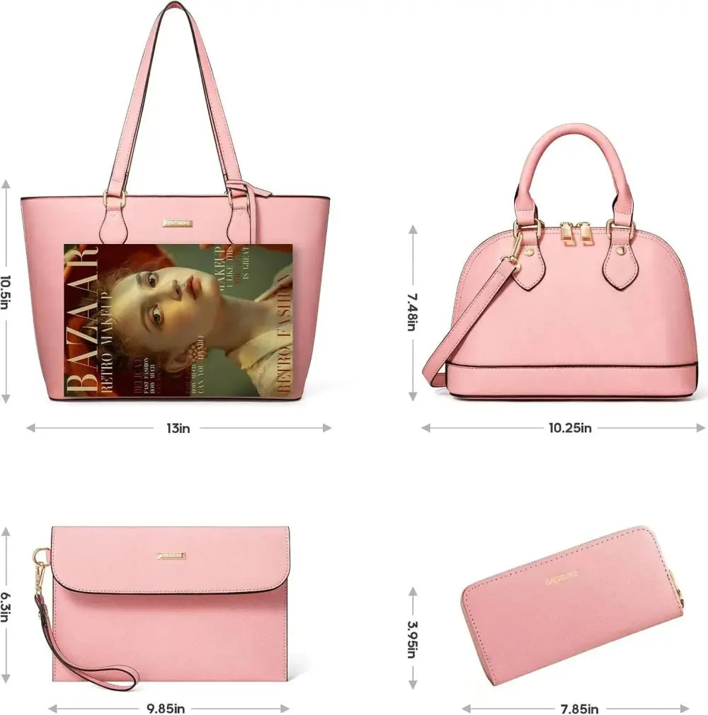 4PCS Women Fashion Handbags Purses Wallet Tote Shoulder Bags