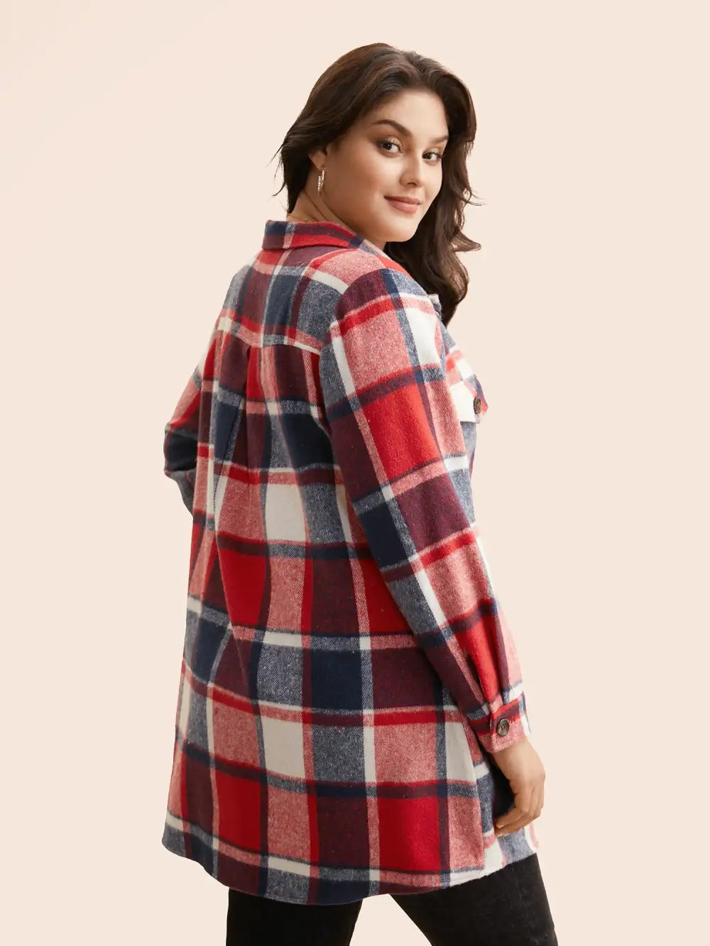 Halloween Plaid Chest Pockets Long Jacket