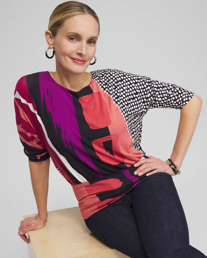 Touch of CoolTM Abstract Banded Hem Tee