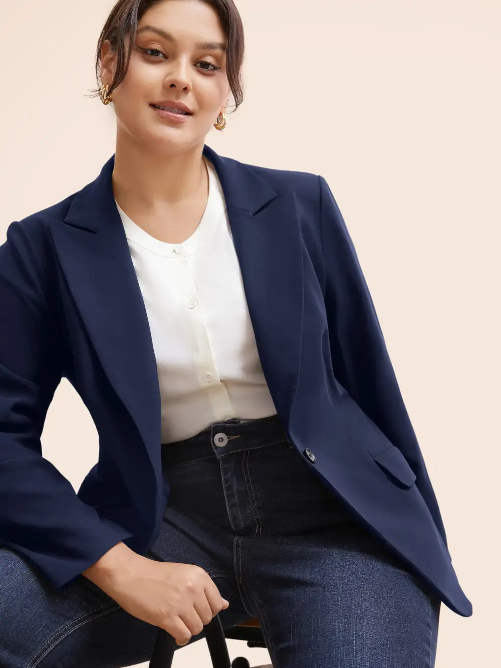 Stretch Woven Pocket Slim-Fit Blazer