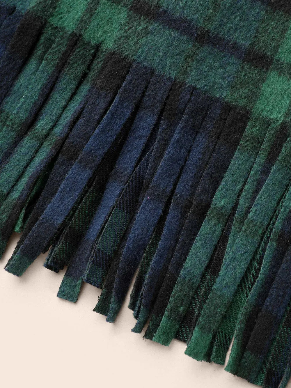 Plaid Tassel Trim Pocket Belted Jacket