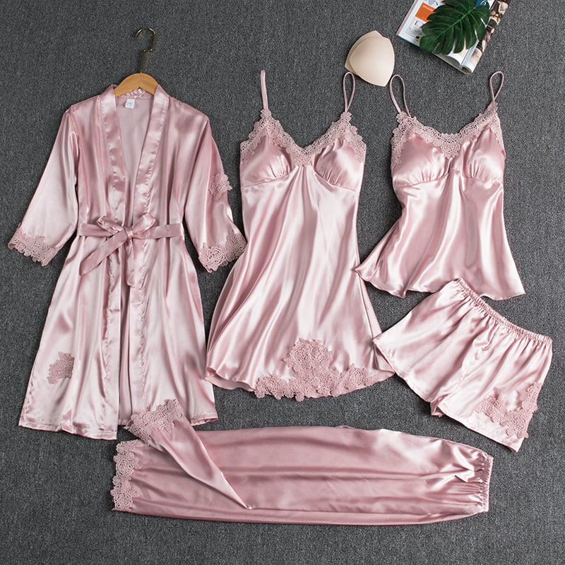Emirae - Five-Piece Ice Silk Nightgown