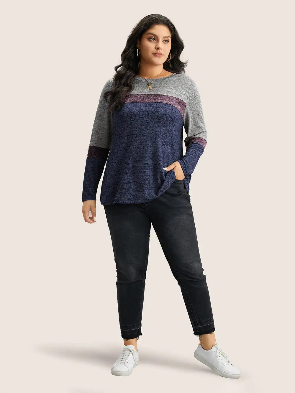 Heather Colorblock Contrast Crew Neck T-Shirt