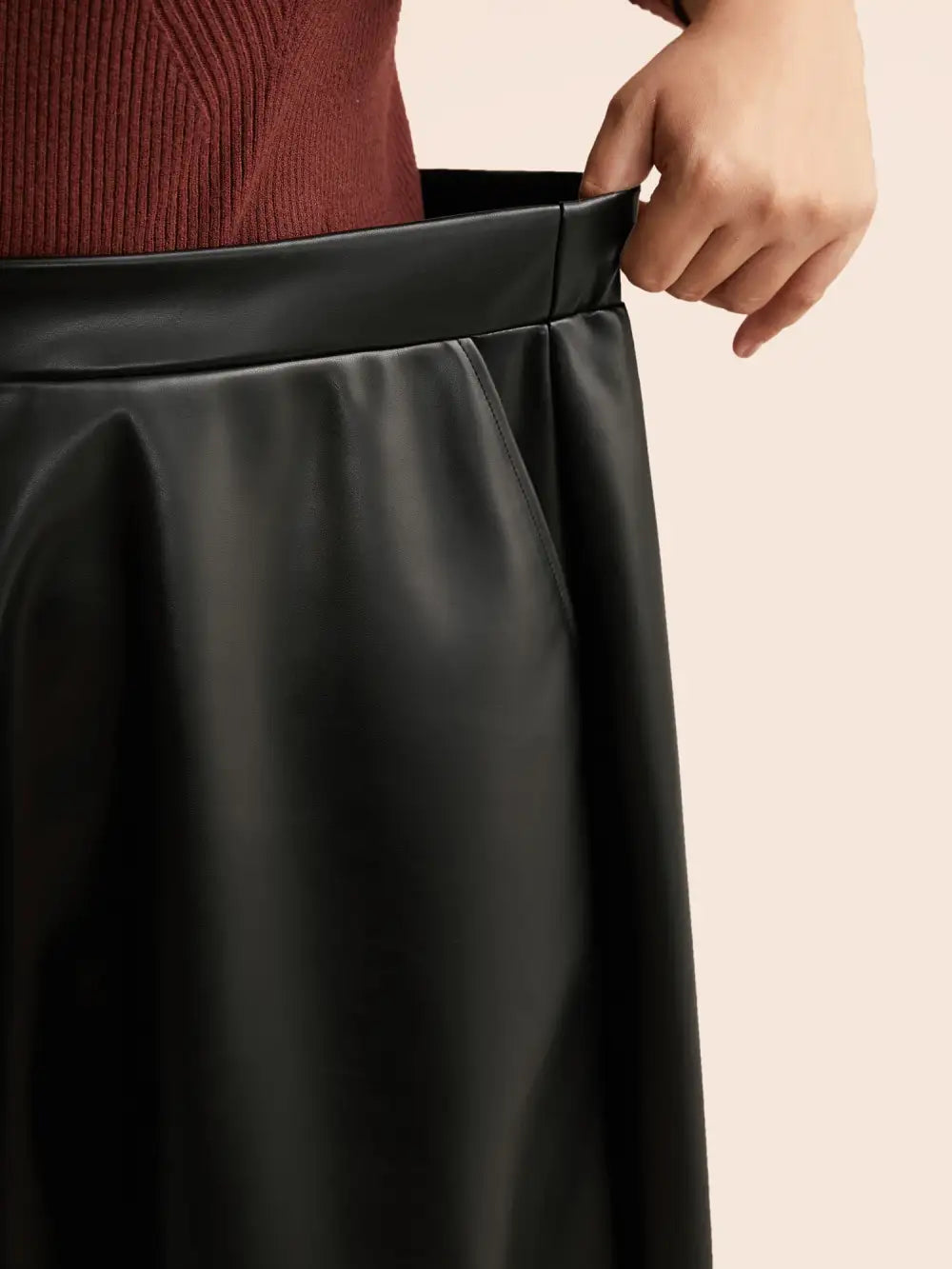 Pu Leather A-Line Skirt