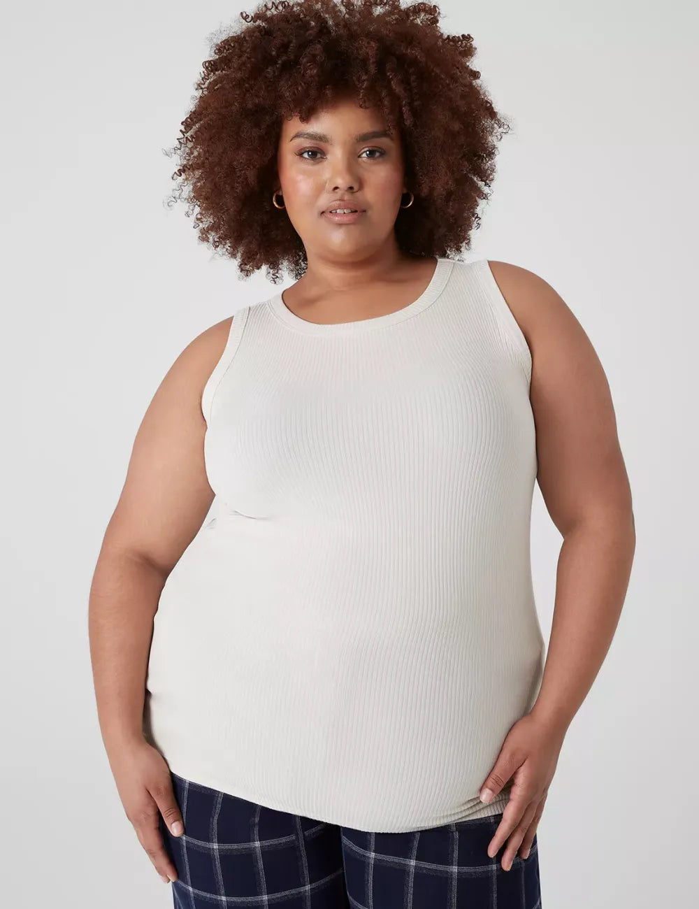 Fitted High-Neck Ribbed Tank
