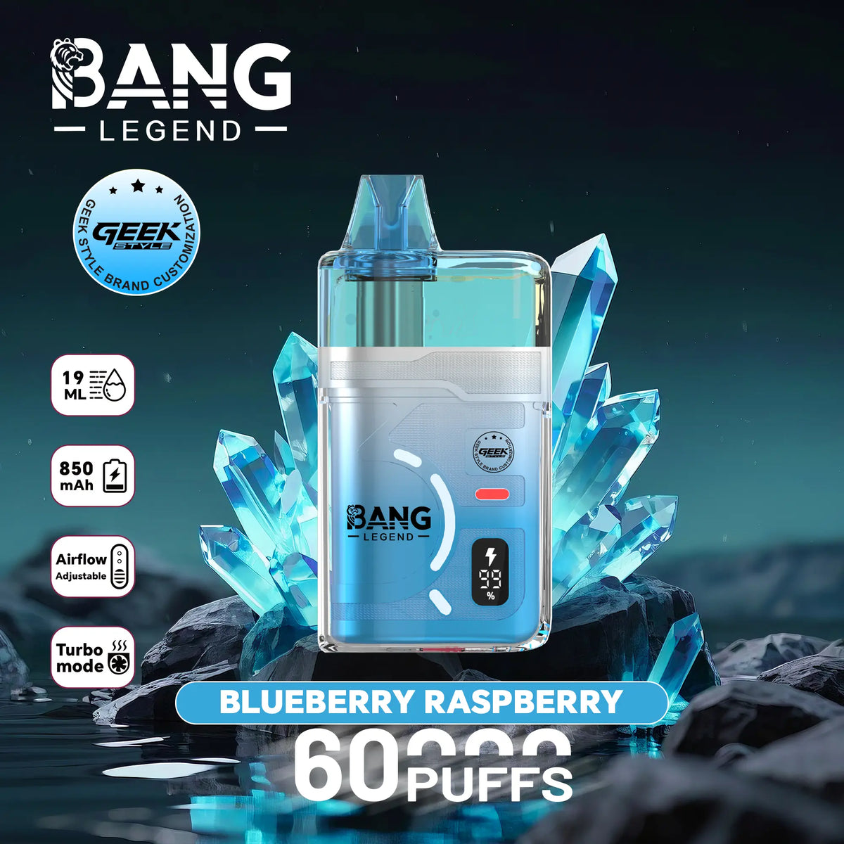 Bang Legend Geek 60000 60K Puffs Airflow Adjustable & Turbo Mode Disposable Vape