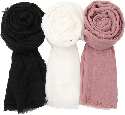 Soft Cotton Hemp Scarf Wrap Long Hijab Scarves for Women