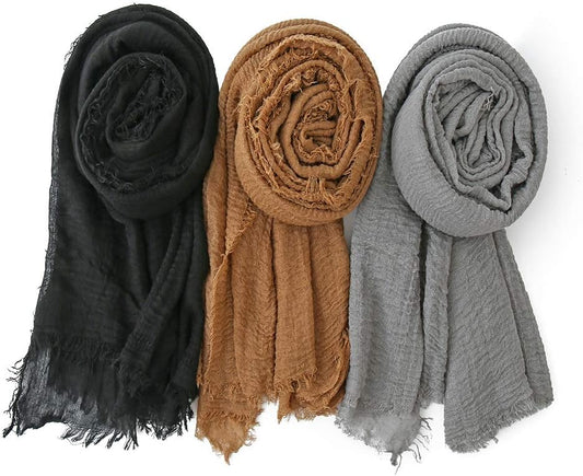 Soft Cotton Hemp Scarf Wrap Long Hijab Scarves for Women