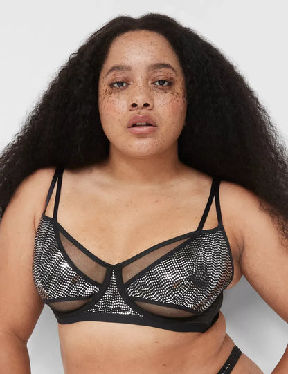Metallic Strappy Unlined Demi Bra