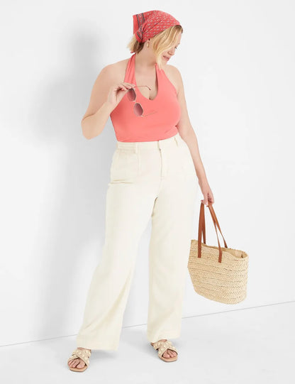Fitted Double-Layer Halter Bodysuit