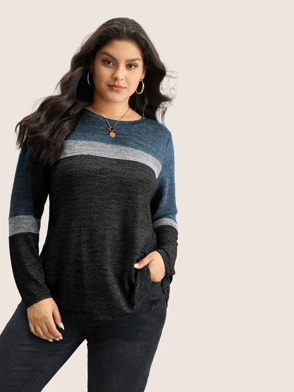 Heather Colorblock Contrast Crew Neck T-Shirt