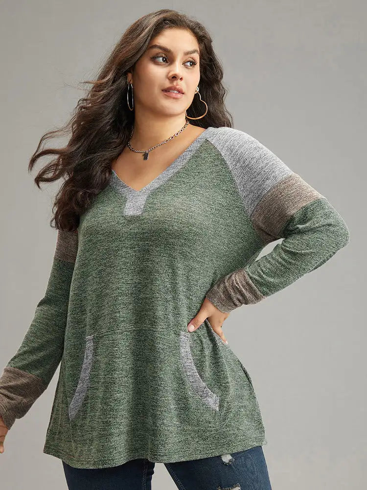 Contrast Pocket Raglan Sleeve T-Shirt