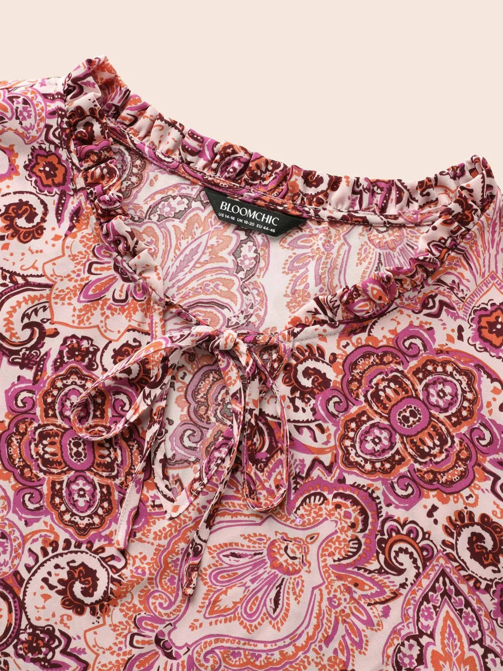 Bandana Frill Trim Tie Knot Blouse