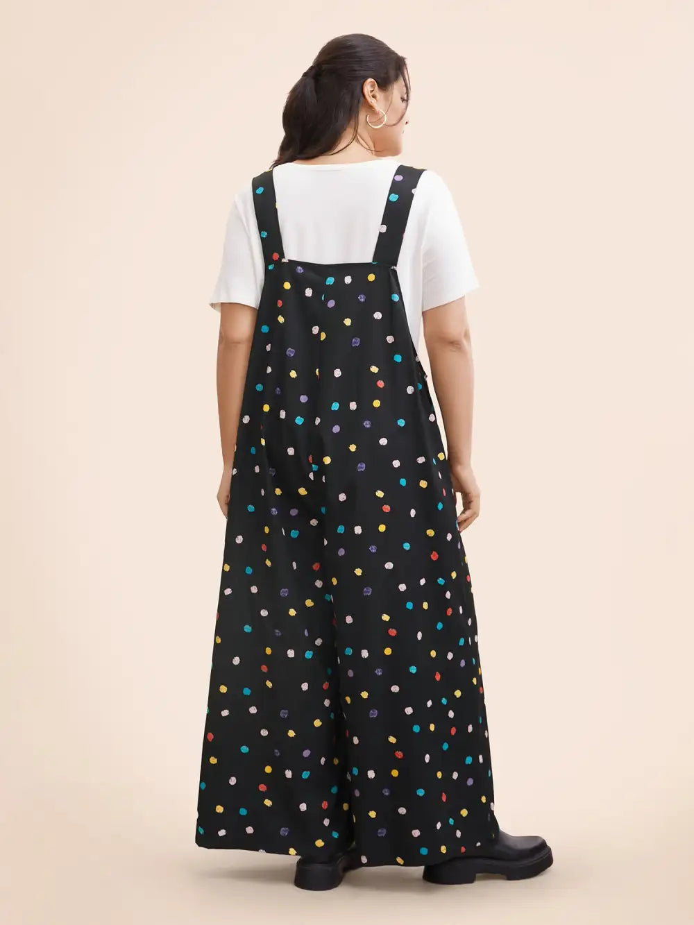 Painted Polka Dot Adjustable Straps Jumpsuit