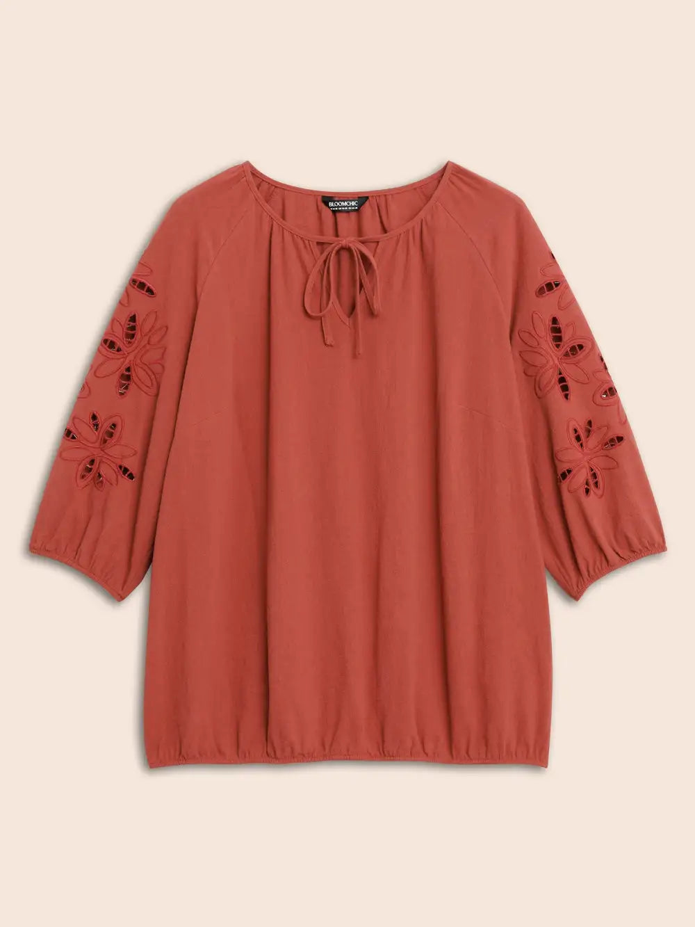 Broderie Anglaise Gathered Tie Knot Blouse