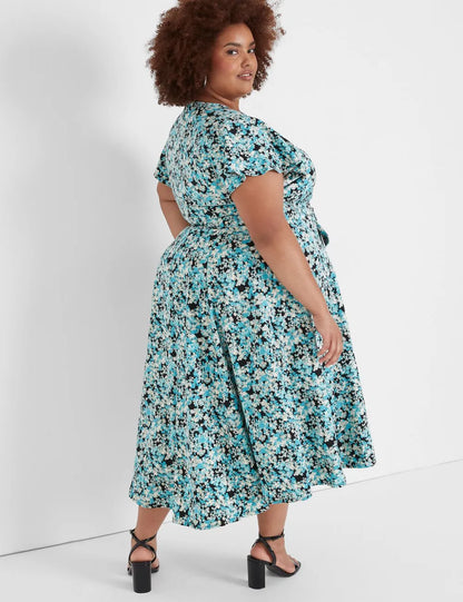 Lena V-Neck High-Low Midi Dress