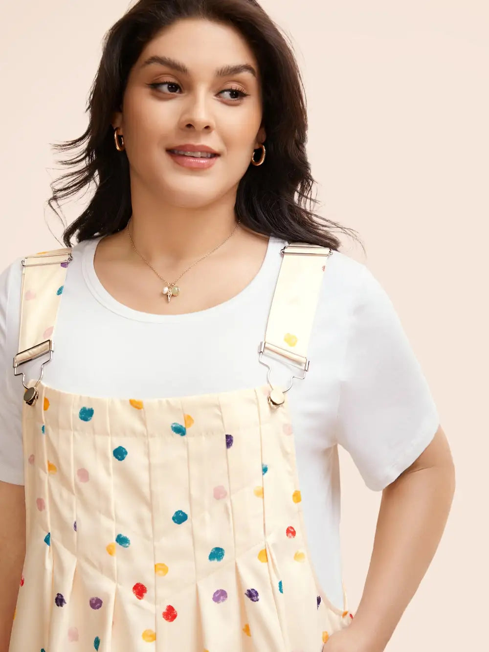 Painted Polka Dot Adjustable Straps Jumpsuit