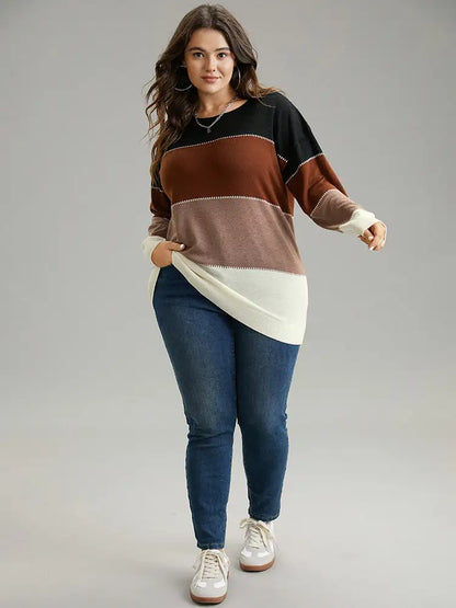 Supersoft Essentials Colorblock Contrast Round Neck Pullover