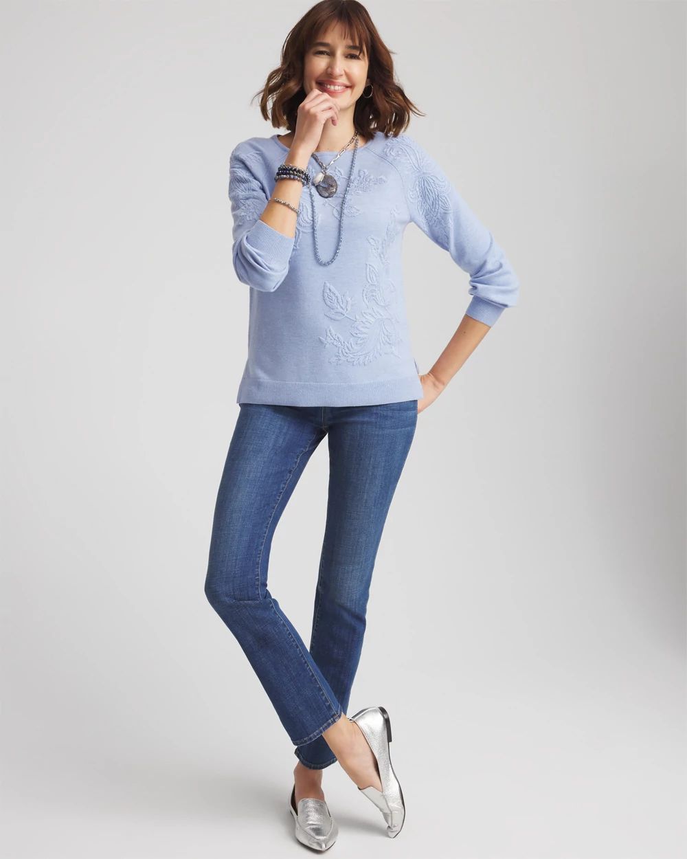 Embroidered Boatneck Sweater