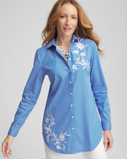 No IronTM Embroidered Pinstripe Tunic