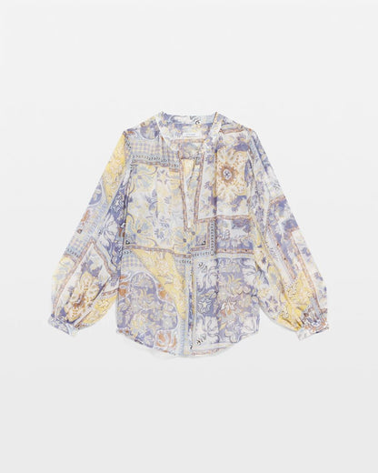 Artisinal Georgette Blouson-Sleeve Blouse