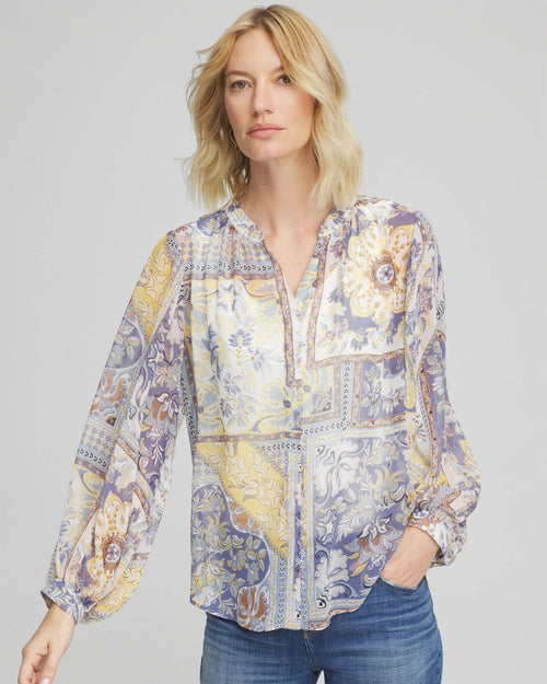 Artisinal Georgette Blouson-Sleeve Blouse
