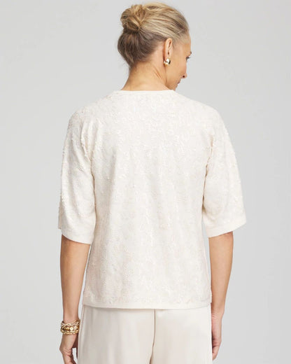Short Sleeved Sequin Pullover Sweater