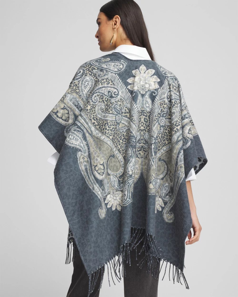 Paisley Leopard Reversible Ruana