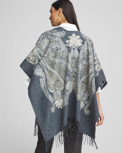 Paisley Leopard Reversible Ruana
