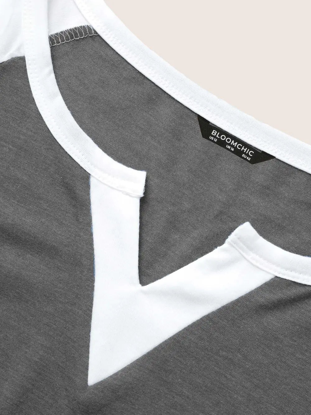 Colorblock Contrast Notched Raglan Sleeve T-Shirt