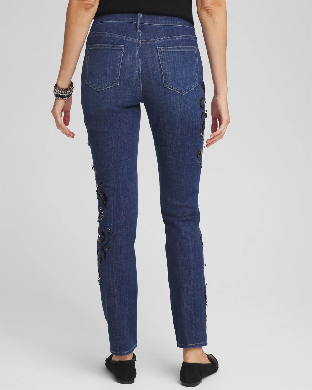 So Slimming® Girlfriend Embroidered Ankle Jeans