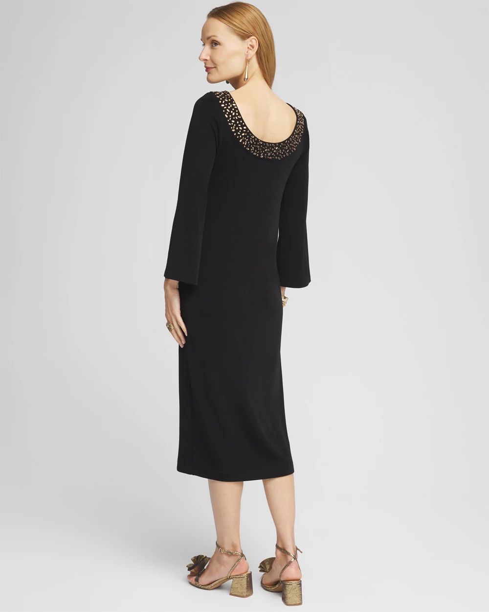 TravelersTM Rhinestone Scoopback Midi Dress