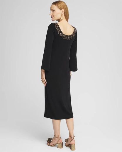TravelersTM Rhinestone Scoopback Midi Dress