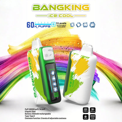 Bang King Ice Cool 60000 60K Puffs Original Adjustable Ice level LED Display Disposable Vape