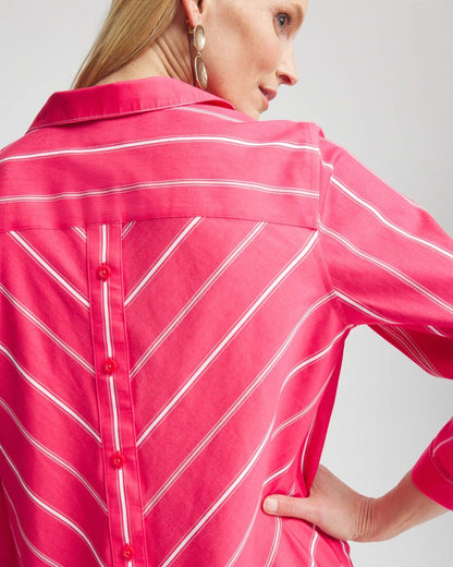 No IronTM Stripe Buttonback Tunic