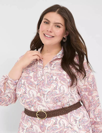 Braided Faux-Leather Oval Ring Versatile Belt
