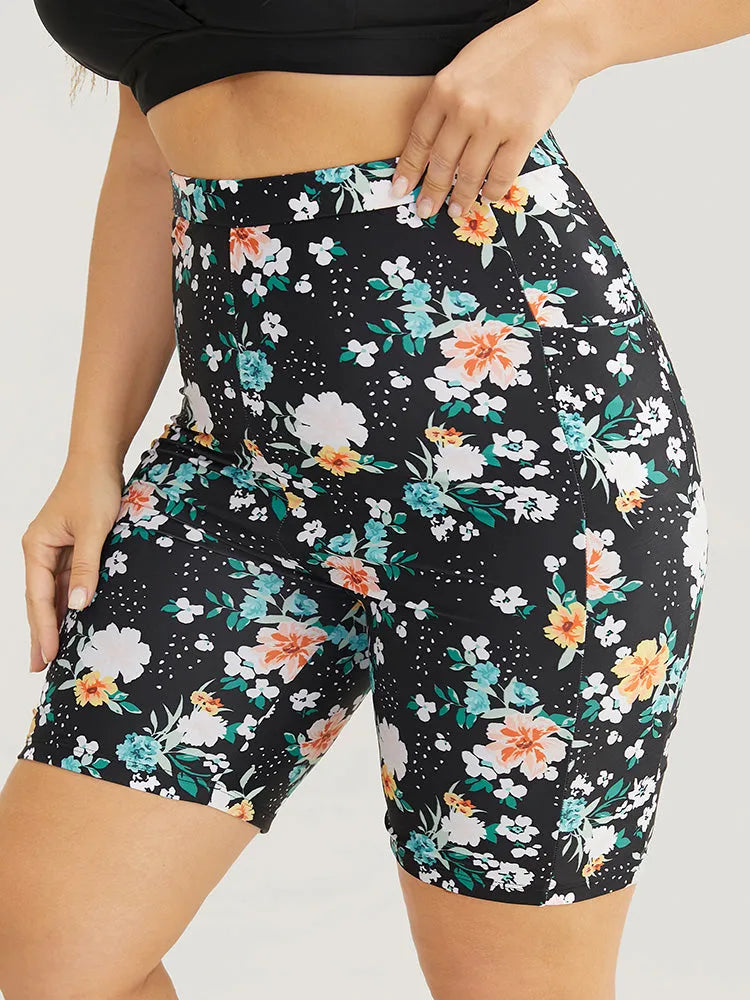 High Waist Pocket Side Swim Shorts