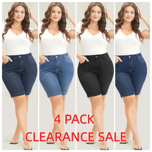 4 Pack Very Stretchy High Rise Dark Wash Denim Shorts