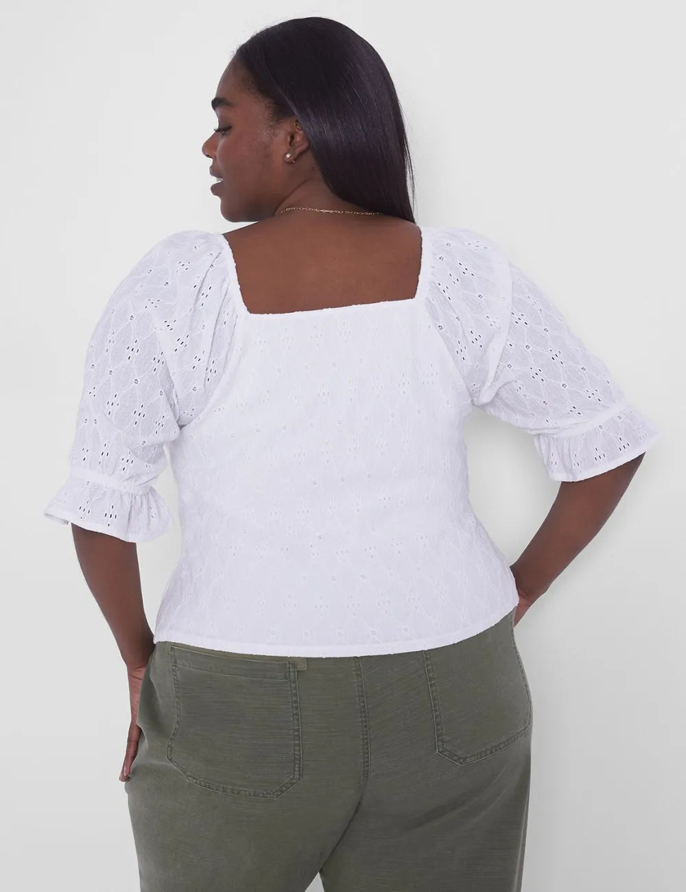 Crop Drawcord-Detail Eyelet Top
