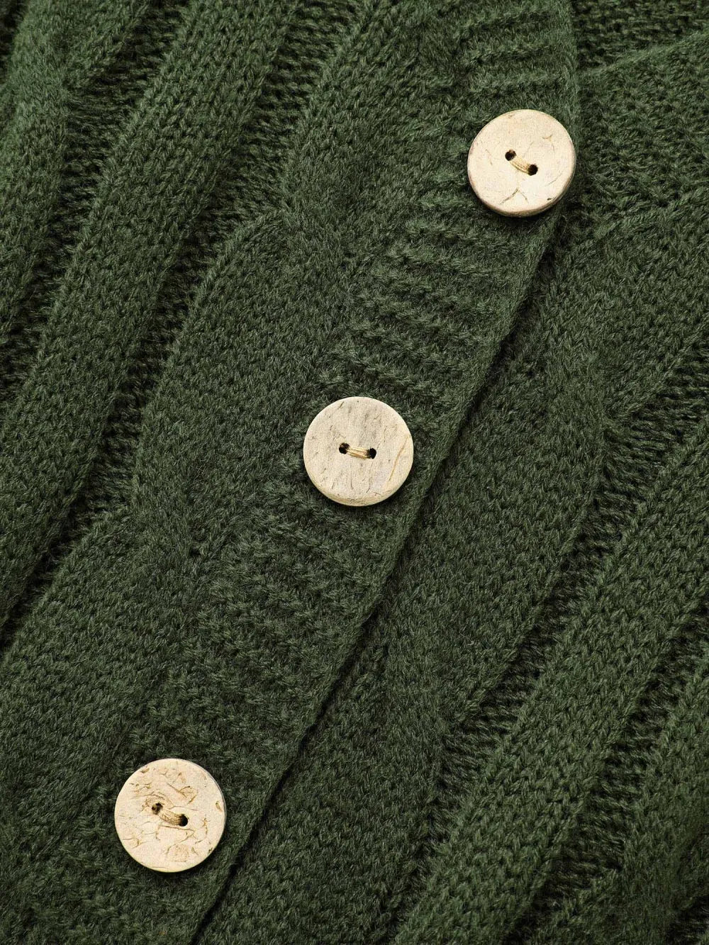 Texture Cable Knit Button Detail Pullover