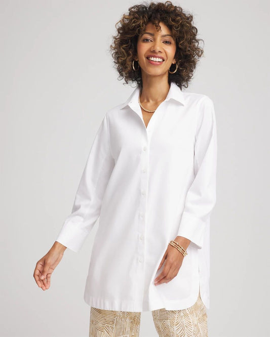 No IronTM Classic Button Down Tunic