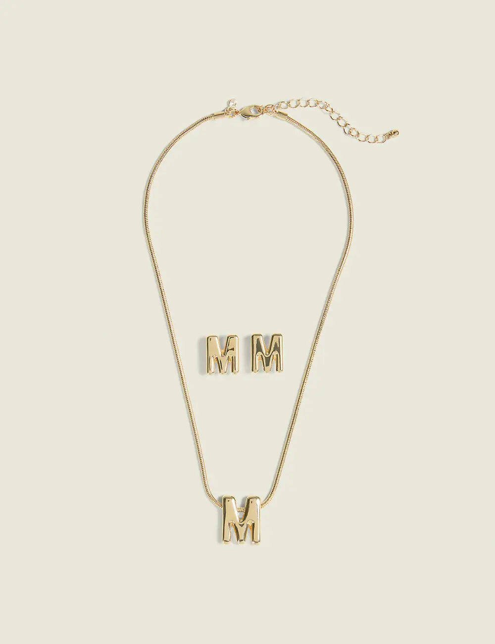 Initial Necklace & Earring Set