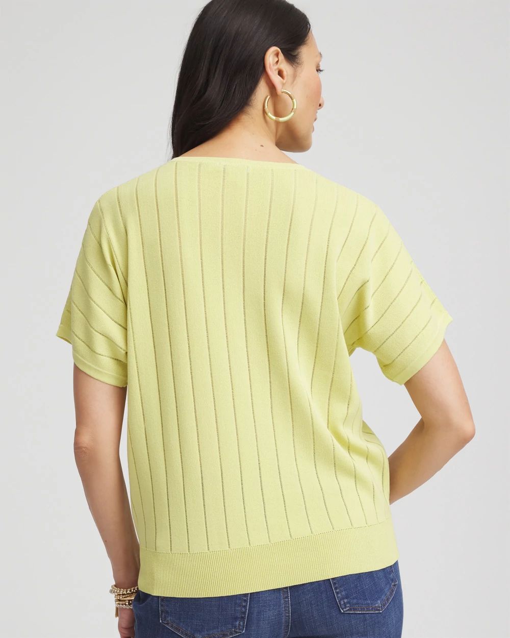 Caviar-Embellished V-Neck Pullover Sweater